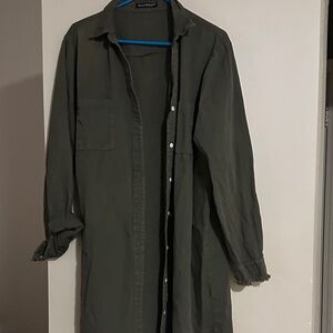 Bldwn Olive Green Button-Up Shirt Dress